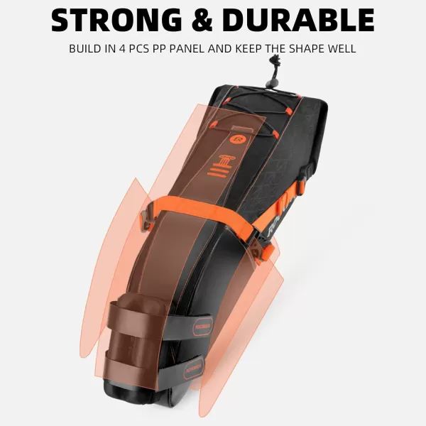 imageROCKBROS Bike Saddle Bag Bikepacking Bag Waterproof Large Capacity Packing Bicycle Seat Packs for Gravel Road Mountain Max 10L