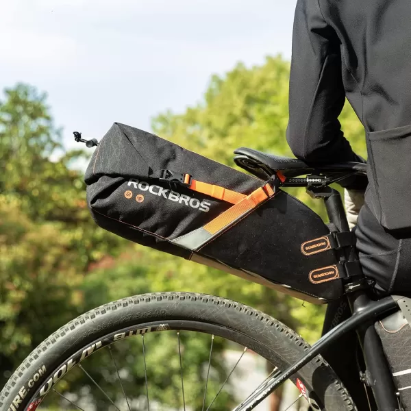 imageROCKBROS Bike Saddle Bag Bikepacking Bag Waterproof Large Capacity Packing Bicycle Seat Packs for Gravel Road Mountain Max 10L