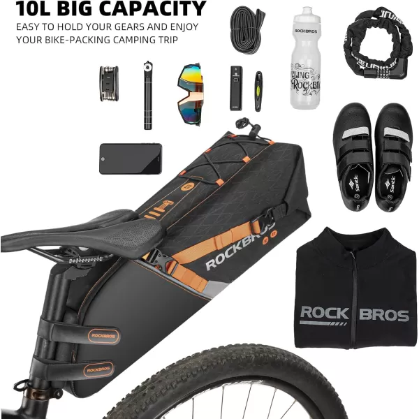 imageROCKBROS Bike Saddle Bag Bikepacking Bag Waterproof Large Capacity Packing Bicycle Seat Packs for Gravel Road Mountain Max 10L