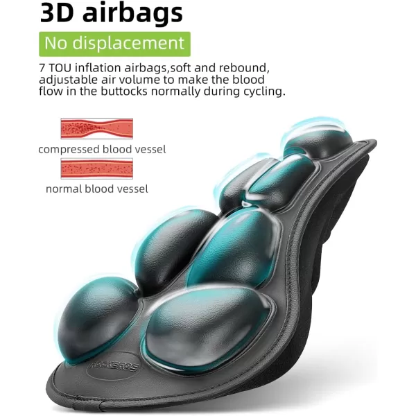 imageROCKBROS Bike Seat Cushion Bike Seat Cover Waterproof Inflatable 3D cycling seat cushion cover Shock Absorption Comfortable for Men and Women