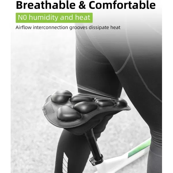 imageROCKBROS Bike Seat Cushion Bike Seat Cover Waterproof Inflatable 3D cycling seat cushion cover Shock Absorption Comfortable for Men and Women
