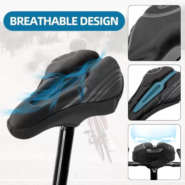 imageROCKBROS Bike Seat Cushion Bike Seat Cover for Men Women Comfortable Memory Foam Gel Padded Suitable for SpinRoadMountain Bike BMX TouringampampCommuting