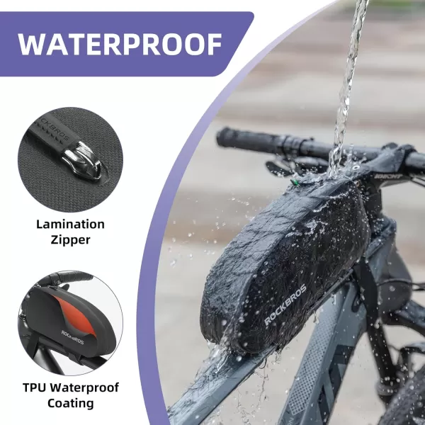 imageROCKBROS Bike Top Tube Bag Bicycle Front Frame Bag Waterproof Bike Pouch PackPhone Bag Cycling Accessories Pouch for Mountain Road Bike MediumUpgradeBK