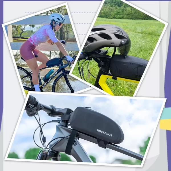 imageROCKBROS Bike Top Tube Bag Bicycle Front Frame Bag Waterproof Bike Pouch PackPhone Bag Cycling Accessories Pouch for Mountain Road Bike MediumUpgradeBK