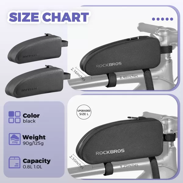 imageROCKBROS Bike Top Tube Bag Bicycle Front Frame Bag Waterproof Bike Pouch PackPhone Bag Cycling Accessories Pouch for Mountain Road Bike MediumUpgradeBK