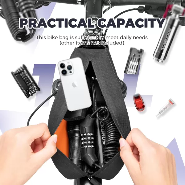 imageROCKBROS Bike Top Tube Bag Bicycle Front Frame Bag Waterproof Bike Pouch PackPhone Bag Cycling Accessories Pouch for Mountain Road Bike MediumUpgradeBK