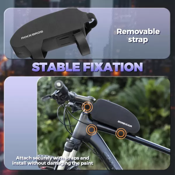 imageROCKBROS Bike Top Tube Bag Bicycle Front Frame Bag Waterproof Bike Pouch PackPhone Bag Cycling Accessories Pouch for Mountain Road Bike MediumUpgradeBK