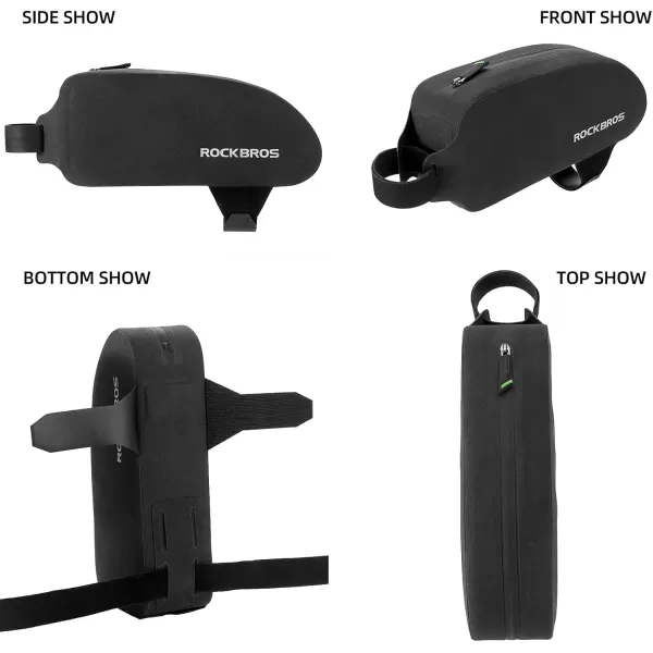 imageROCKBROS Bike Top Tube Bag Bicycle Front Frame Bag Waterproof Bike Pouch PackPhone Bag Cycling Accessories Pouch for Mountain Road Bike MediumUpgradeBK