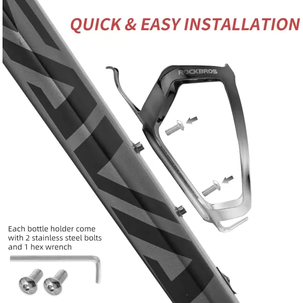 imageROCKBROS Bike Water Bottle Holder Durable Aluminum Water Bottle Holder for Bike Lightweight Bike Bottle Holder for Bicycle MTB RoadMountain Bikesblacksilver