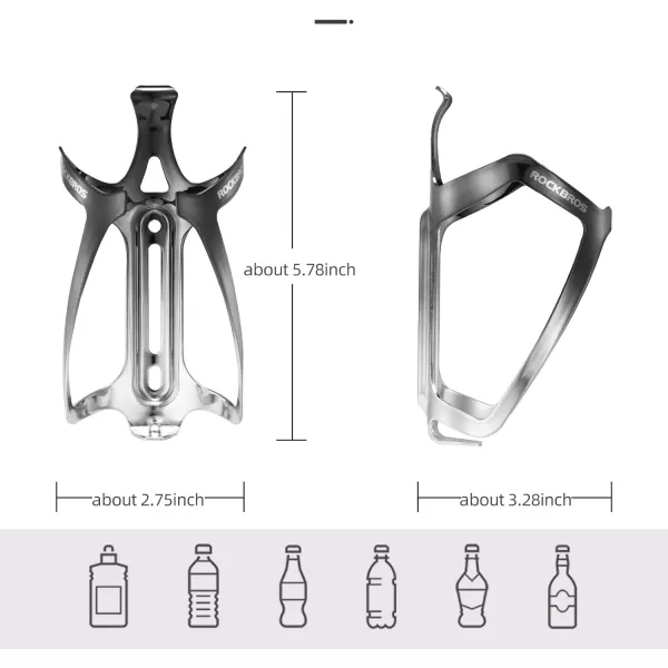imageROCKBROS Bike Water Bottle Holder Durable Aluminum Water Bottle Holder for Bike Lightweight Bike Bottle Holder for Bicycle MTB RoadMountain Bikesblacksilver