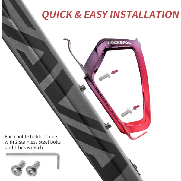imageROCKBROS Bike Water Bottle Holder Durable Aluminum Water Bottle Holder for Bike Lightweight Bike Bottle Holder for Bicycle MTB RoadMountain Bikesblackred