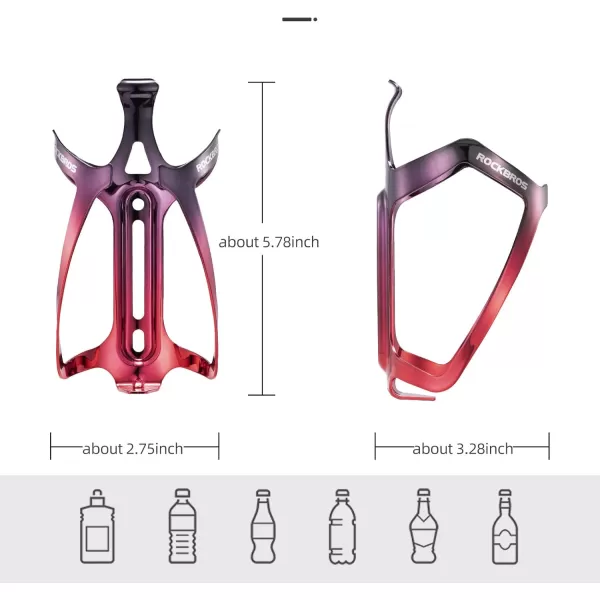imageROCKBROS Bike Water Bottle Holder Durable Aluminum Water Bottle Holder for Bike Lightweight Bike Bottle Holder for Bicycle MTB RoadMountain Bikesblackred