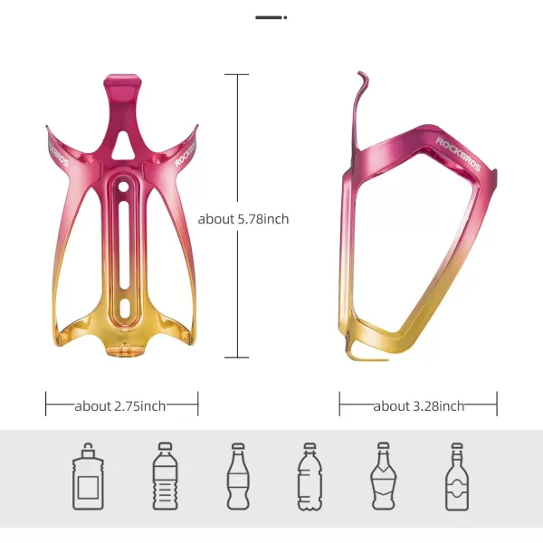 imageROCKBROS Bike Water Bottle Holder Durable Aluminum Water Bottle Holder for Bike Lightweight Bike Bottle Holder for Bicycle MTB RoadMountain Bikesredgold2