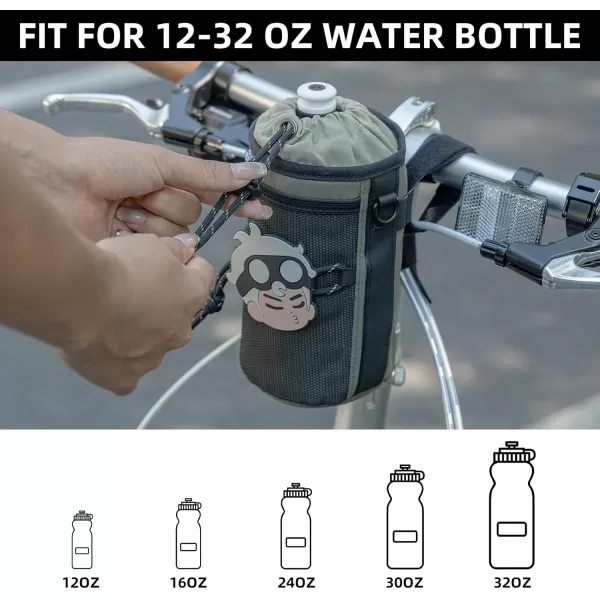 imageROCKBROS Bike Water Bottle Holder Handlebar with Mesh Pockets Bike Cup Holder Bag for Kids Adult Bike Ebike Scooter Boat Wheelchair