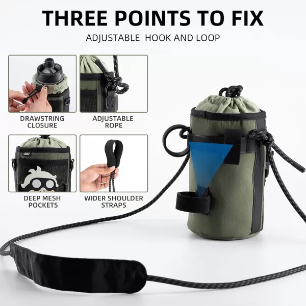 imageROCKBROS Bike Water Bottle Holder Handlebar with Mesh Pockets Bike Cup Holder Bag for Kids Adult Bike Ebike Scooter Boat Wheelchair