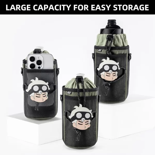 imageROCKBROS Bike Water Bottle Holder Handlebar with Mesh Pockets Bike Cup Holder Bag for Kids Adult Bike Ebike Scooter Boat Wheelchair