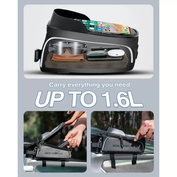 imageROCKBROS BikeBicycle Phone Front Frame Bag Waterproof Tube BagCycling Pouch Bike Accessories for Men Compatible Phone Under 65