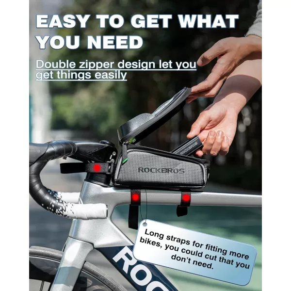 imageROCKBROS BikeBicycle Phone Front Frame Bag Waterproof Tube BagCycling Pouch Bike Accessories for Men Compatible Phone Under 65