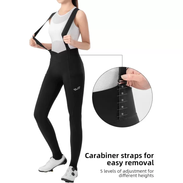 imageROCKBROS Cycling Bibs Women with Removable Straps 3D Breathable Padded Bike Pants with Pockets Stretch Tight Cycling Pants