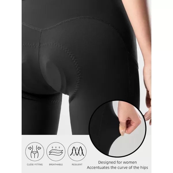 imageROCKBROS Cycling Bibs Women with Removable Straps 3D Breathable Padded Bike Pants with Pockets Stretch Tight Cycling Pants