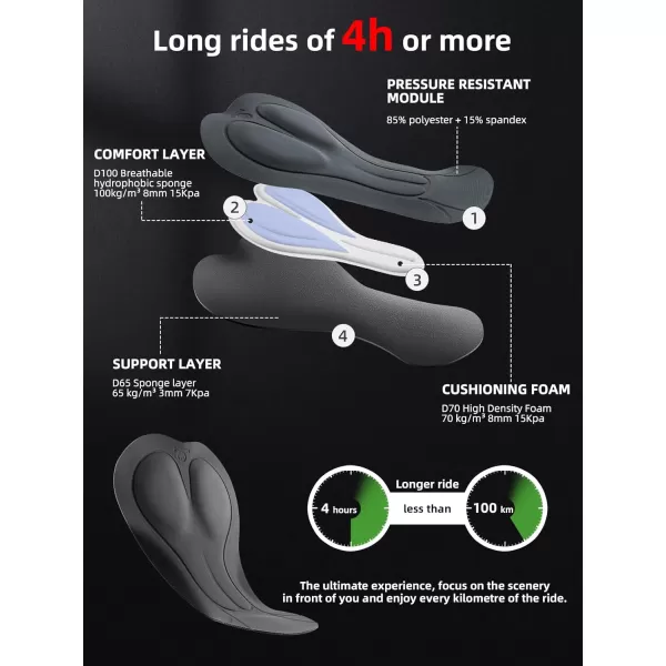 imageROCKBROS Cycling Bibs Women with Removable Straps 3D Breathable Padded Bike Pants with Pockets Stretch Tight Cycling Pants