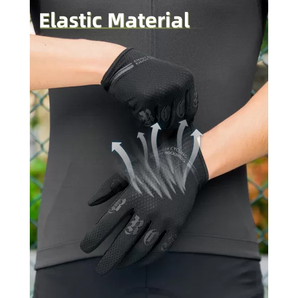 imageROCKBROS Cycling Gloves for Men Breathable Bike Gloves for Men Cycling Touchscreen Mountain Bike Gloves for MenBlack