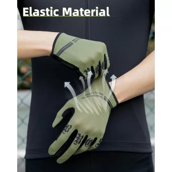 imageROCKBROS Cycling Gloves for Men Breathable Bike Gloves for Men Cycling Touchscreen Mountain Bike Gloves for MenBlack Green