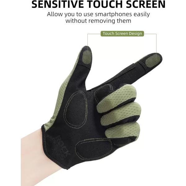 imageROCKBROS Cycling Gloves for Men Breathable Bike Gloves for Men Cycling Touchscreen Mountain Bike Gloves for MenBlack Green