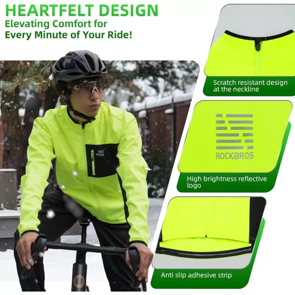 imageROCKBROS Cycling Jackets for Men Winter Warm UP Thermal Bike Jackets Breathable Windproof with 3 Pockets