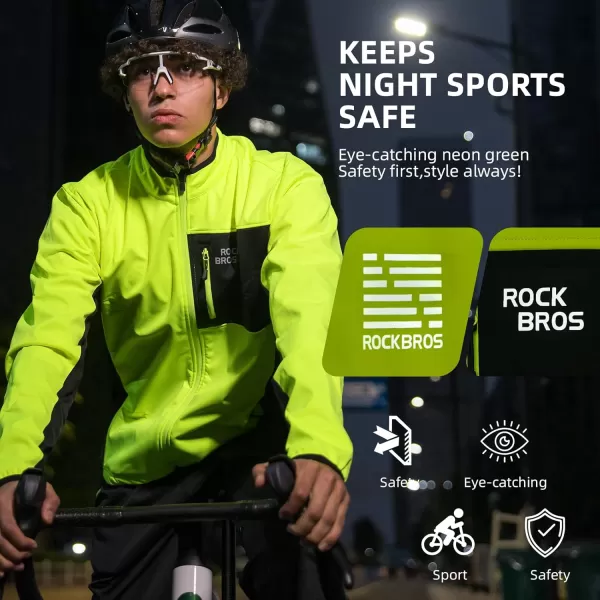 imageROCKBROS Cycling Jackets for Men Winter Warm UP Thermal Bike Jackets Breathable Windproof with 3 Pockets