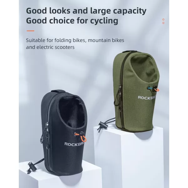 imageROCKBROS Electric Scooter Bag Bike Frame Bag Bicycle Water Bottle Bag 15L Large Capacity Quick Installation for Mountain Bikes EScooters and Folding BikesGreen