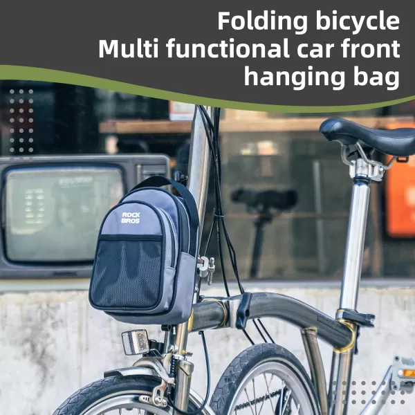 imageROCKBROS Folding Bike Handlebar Bag Bicycle Front Frame Bag Waterproof Cycling Accessories Pouch Largecapacity storage with adapter for Folding BicycleGrey