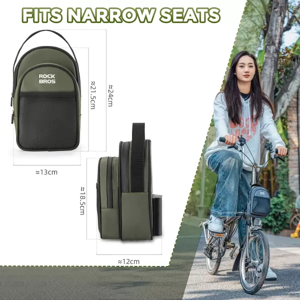 imageROCKBROS Folding Bike Handlebar Bag Bicycle Front Frame Bag Waterproof Cycling Accessories Pouch Largecapacity storage with adapter for Folding BicycleGreen