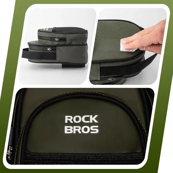 imageROCKBROS Folding Bike Handlebar Bag Bicycle Front Frame Bag Waterproof Cycling Accessories Pouch Largecapacity storage with adapter for Folding BicycleGreen