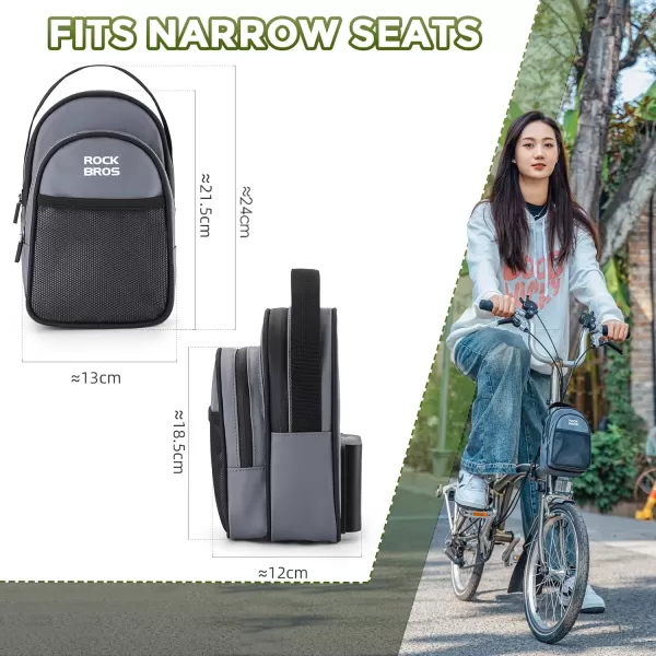 imageROCKBROS Folding Bike Handlebar Bag Bicycle Front Frame Bag Waterproof Cycling Accessories Pouch Largecapacity storage with adapter for Folding BicycleGrey