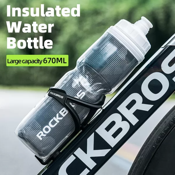 imageROCKBROS Insulated Bike Water Bottles Keep Water Cool LeakProof Cycling Water Bottle with Handle Bicycle Water Bottle Easy to Squeeze 2124OZBlack1 24oz