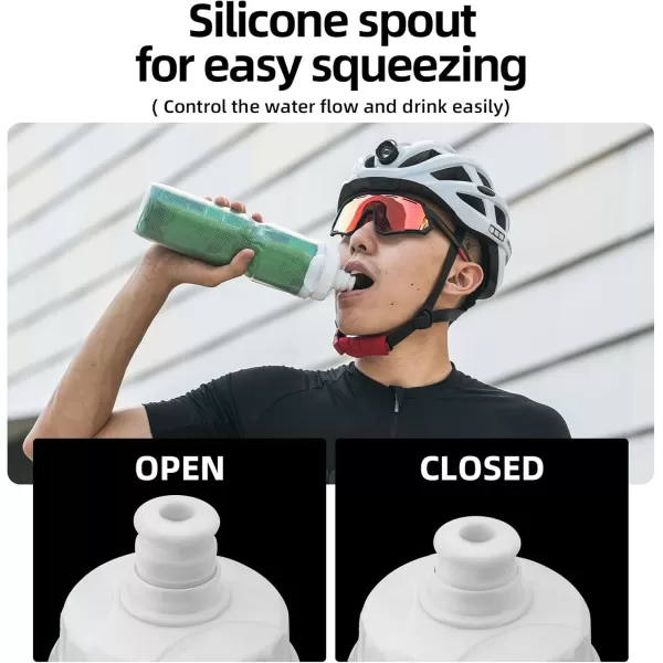 imageROCKBROS Insulated Bike Water Bottles Keep Water Cool LeakProof Cycling Water Bottle with Handle Bicycle Water Bottle Easy to Squeeze 2124OZBlack1 24oz