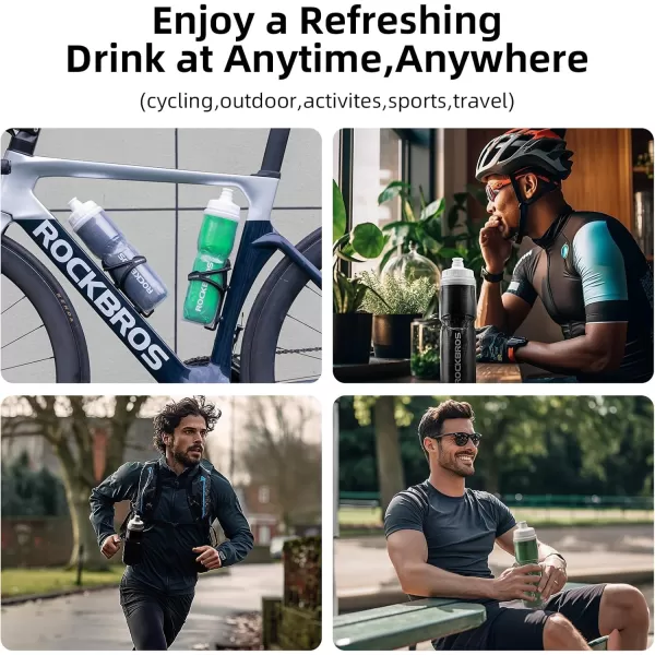 imageROCKBROS Insulated Bike Water Bottles Keep Water Cool LeakProof Cycling Water Bottle with Handle Bicycle Water Bottle Easy to Squeeze 2124OZBlack1 24oz