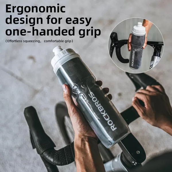 imageROCKBROS Insulated Bike Water Bottles Keep Water Cool LeakProof Cycling Water Bottle with Handle Bicycle Water Bottle Easy to Squeeze 2124OZBlack2 24oz