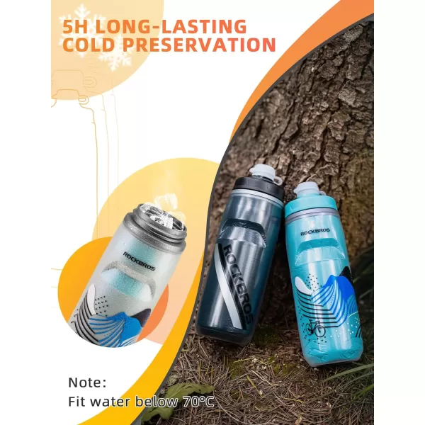 imageROCKBROS Insulated Bike Water Bottles Keep Water Cool LeakProof Cycling Water Bottle with Handle Bicycle Water Bottle Easy to Squeeze 2124OZRed2 21oz