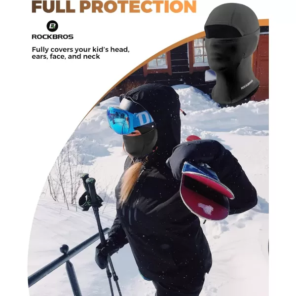 imageROCKBROS Kids Balaclava Ski Mask Winter Mask for Cold Weather Windproof Kids Neck Gaiters for Skiing Cycling OutdoorBlack