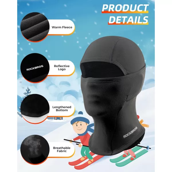 imageROCKBROS Kids Balaclava Ski Mask Winter Mask for Cold Weather Windproof Kids Neck Gaiters for Skiing Cycling OutdoorBlack