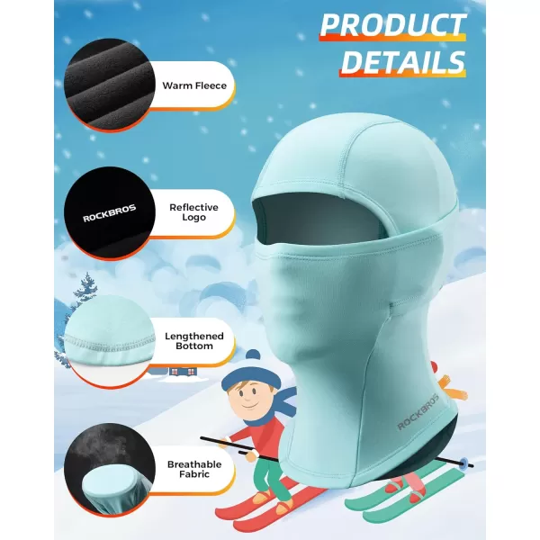 imageROCKBROS Kids Balaclava Ski Mask Winter Mask for Cold Weather Windproof Kids Neck Gaiters for Skiing Cycling OutdoorBlue