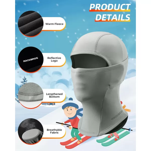 imageROCKBROS Kids Balaclava Ski Mask Winter Mask for Cold Weather Windproof Kids Neck Gaiters for Skiing Cycling OutdoorGrey