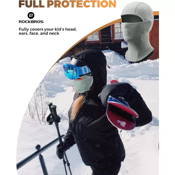 imageROCKBROS Kids Balaclava Ski Mask Winter Mask for Cold Weather Windproof Kids Neck Gaiters for Skiing Cycling OutdoorGrey