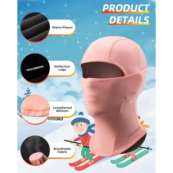 imageROCKBROS Kids Balaclava Ski Mask Winter Mask for Cold Weather Windproof Kids Neck Gaiters for Skiing Cycling OutdoorPink