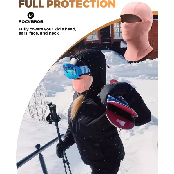 imageROCKBROS Kids Balaclava Ski Mask Winter Mask for Cold Weather Windproof Kids Neck Gaiters for Skiing Cycling OutdoorPink