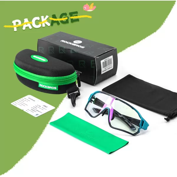 imageROCKBROS Kids Sunglasses Photochromic Sports Sunglasses For Boys Girls Youth MTB Biking Sunglasses for Kids Ages 8 to 14Pansy Gradient