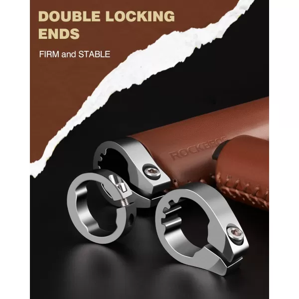imageROCKBROS Leather Bike Handlebar Grips Bicycle Handlebar Grips for 222mm Vintage Mountain Bike Folding Bicycle Handlebar for Woman ampamp Man