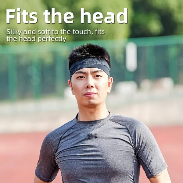 imageROCKBROS Mens Headband Running Elastic NonSlip Sweat Bands Soft Fabric Head Bands for Women Yoga Workout Basketballblack